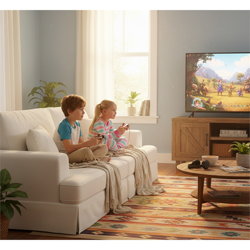 Classic 94 Inch White Skirted Sofa with Armrest for Living Room