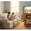 Classic 94 Inch White Skirted Sofa with Armrest for Living Room