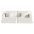 Classic 94 Inch White Skirted Sofa with Armrest for Living Room