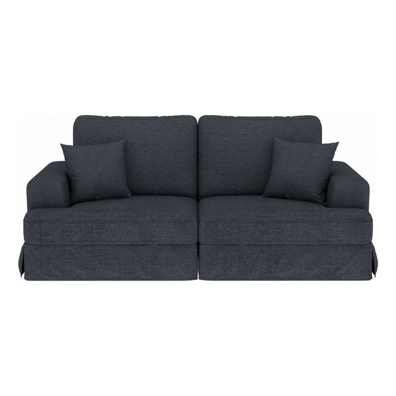 Classic 94 Inch Grey Skirted Sofa with Armrest for Living Room