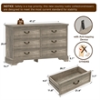 Durable Light Brown Vintage-Inspired 6-Drawer Dresser with Brass Handles