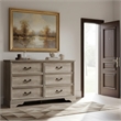 Durable Light Brown Vintage-Inspired 6-Drawer Dresser with Brass Handles