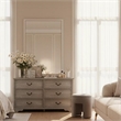 Durable Light Brown Vintage-Inspired 6-Drawer Dresser with Brass Handles