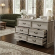 Durable Light Brown Vintage-Inspired 6-Drawer Dresser with Brass Handles