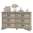 Durable Light Brown Vintage-Inspired 6-Drawer Dresser with Brass Handles