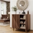 Brown Vintage Fluted Sideboard Cabinet with Metal Legs & Adjustable Shelf