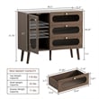 Brown Mid-Century Buffet Cabinet with Arched Glass Doors & 3 Soft-Close Drawers