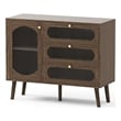 Brown Mid-Century Buffet Cabinet with Arched Glass Doors & 3 Soft-Close Drawers