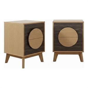 15.8&quot Modern Color-Blocking & 2-Drawer End Table for Living Room-Set of 2