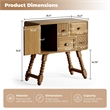 Hand-Carved Brown Solid Wood Storage Cabinet with Efficient Dining Room Storage