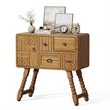 Hand-Carved Brown Solid Wood Storage Cabinet with Efficient Dining Room Storage