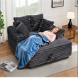 Luxury Plush Chaise Lounge Sofa with Storage and filled with foam - Dark Gray