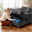 Luxury Plush Chaise Lounge Sofa with Storage and filled with foam - Dark Gray