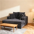 Luxury Plush Chaise Lounge Sofa with Storage and filled with foam - Dark Gray