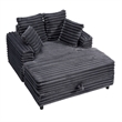 Luxury Plush Chaise Lounge Sofa with Storage and filled with foam - Dark Gray