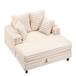 Luxury Plush Chaise Lounge Sofa with Storage and Filled with Foam - White
