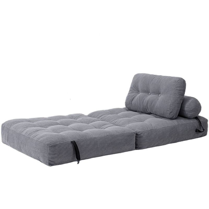 3-in-1 Convertible Sofa Bed & Corduroy Folding Couch with Foam Filling-Gray