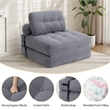 3-in-1 Convertible Sofa Bed & Corduroy Folding Couch with Foam Filling-Gray