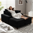 Corduroy Chaise Lounge with Storage & Removable Pillows & Foam Filling - Black