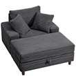 Corduroy Chaise Lounge with Storage & Removable Pillows & Foam Filling - Gray