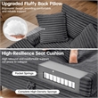 Corduroy Chaise Lounge with Storage & Removable Pillows & Foam Filling - Gray