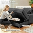 Corduroy Chaise Lounge with Storage & Removable Pillows & Foam Filling - Gray