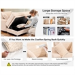 Corduroy Chaise Lounge with Storage & Removable Pillows & Foam Filling - White