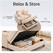 Corduroy Chaise Lounge with Storage & Removable Pillows & Foam Filling - White