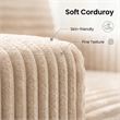 Corduroy Chaise Lounge with Storage & Removable Pillows & Foam Filling - White