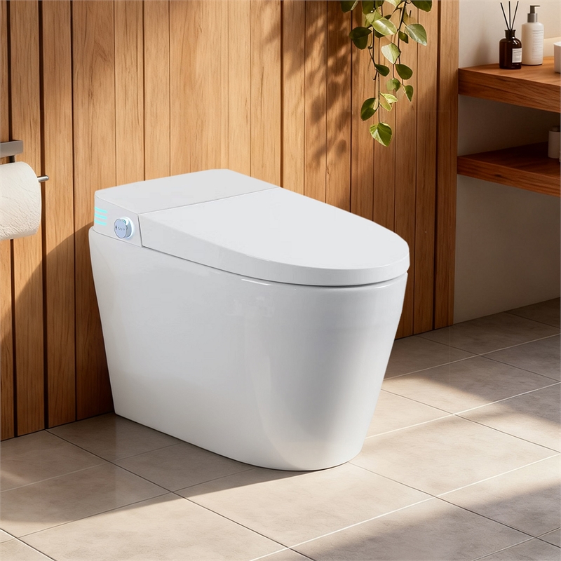 110V Smart Toilet with Foot Sensor & Power Outage Flush - White