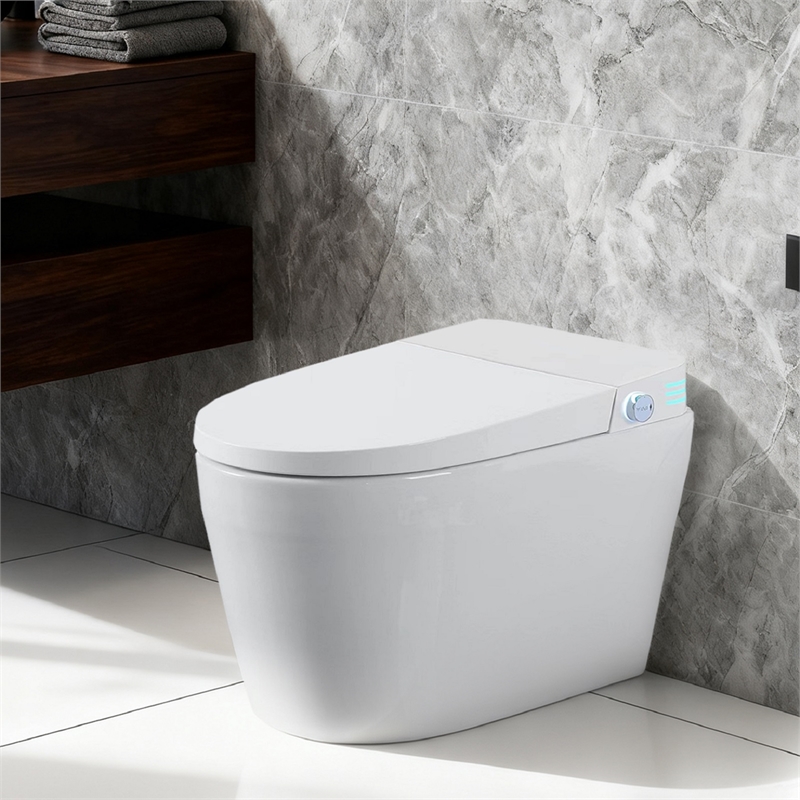 110V Smart Toilet with Foot Sensor & Power Outage Flush - White