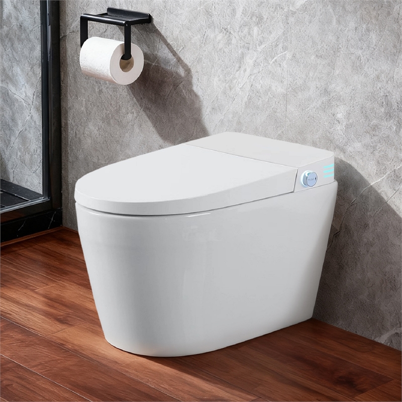 110V Smart Toilet with Foot Sensor & Power Outage Flush - White