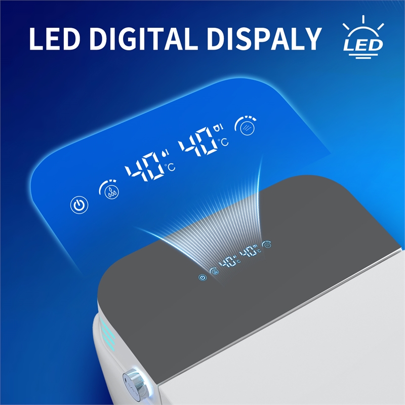 110V Smart Toilet with Foot Sensor & Power Outage Flush -Black Back Panel