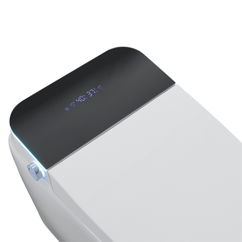 110V Smart Toilet with Foot Sensor & Power Outage Flush -Black Back Panel