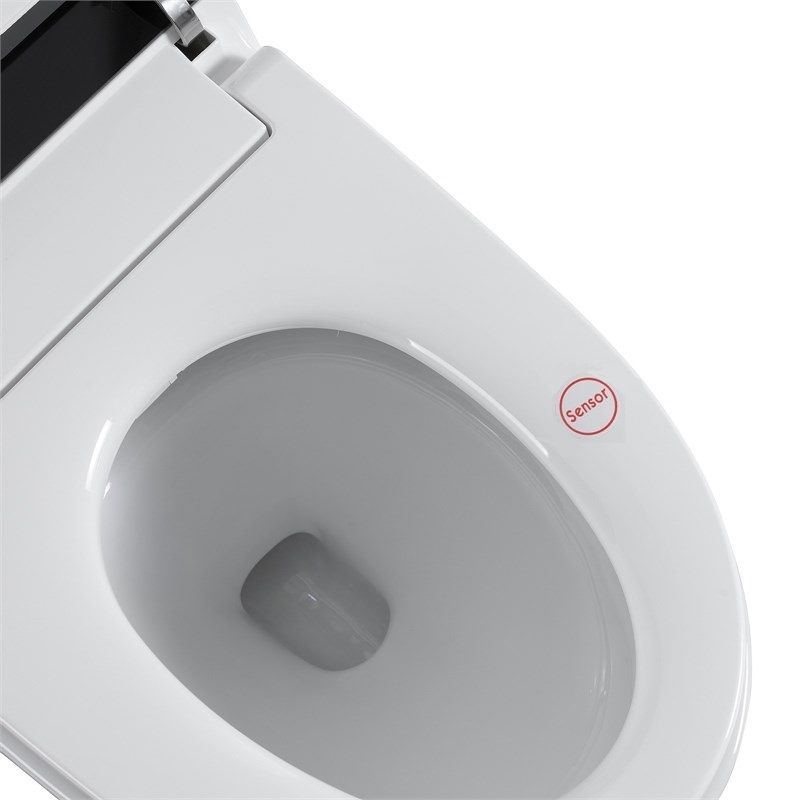 110V Smart Toilet with Foot Sensor&Power Outage Flush&Auto Lid -Black Back Panel