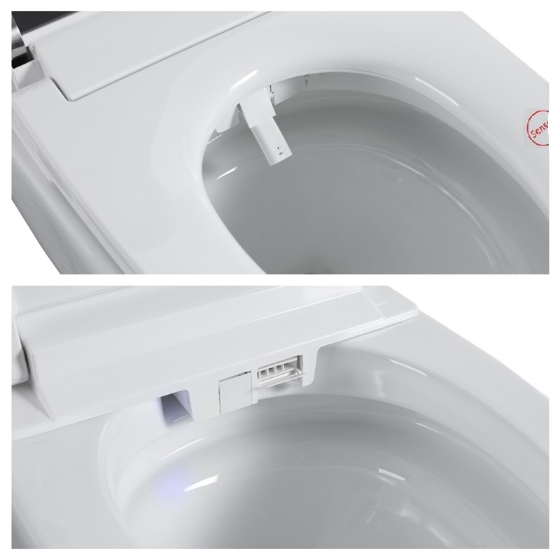 110V Smart Toilet with Foot Sensor&Power Outage Flush&Auto Lid -Black Back Panel