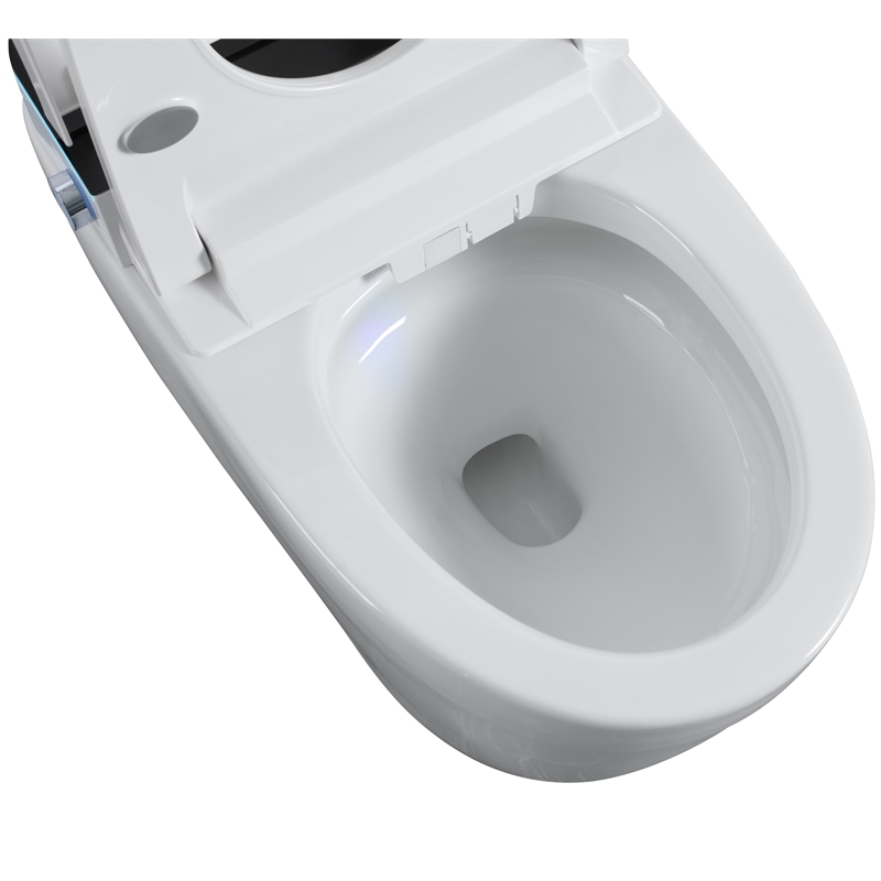 110V Smart Toilet with Foot Sensor&Power Outage Flush&Auto Lid -Black Back Panel
