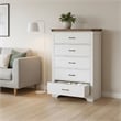 Farmhouse 5-Drawer Dresser with Anti-Tipping Device & Storage Organizer - White