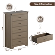 Modern 5-Drawer Tall Dresser with Anti-Tipping Device & Storage Organizer - Oak