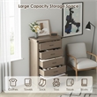 Modern 5-Drawer Tall Dresser with Anti-Tipping Device & Storage Organizer - Oak