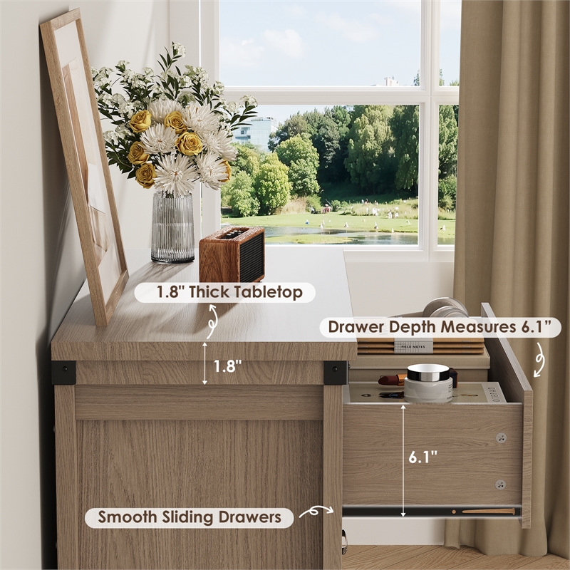 Modern 5-Drawer Tall Dresser with Anti-Tipping Device & Storage Organizer - Oak