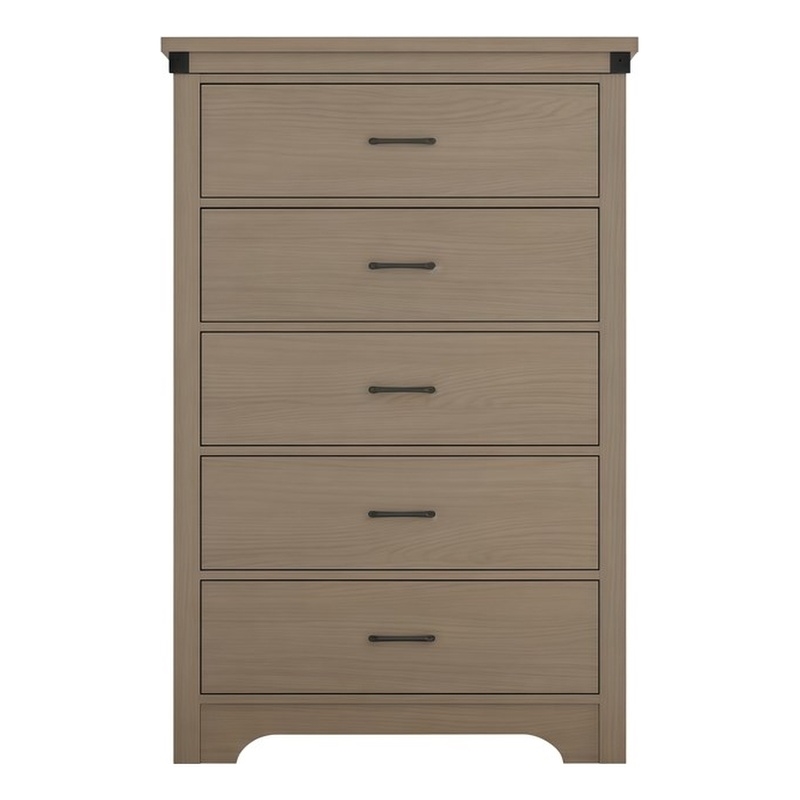 Modern 5-Drawer Tall Dresser with Anti-Tipping Device & Storage Organizer - Oak