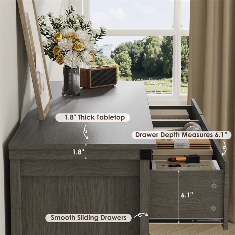 Modern 7-Drawer Dresser with Anti-Tipping Device & Storage Organizer  - Gray