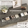 Modern 7-Drawer Dresser with Anti-Tipping Device & Storage Organizer  - Gray