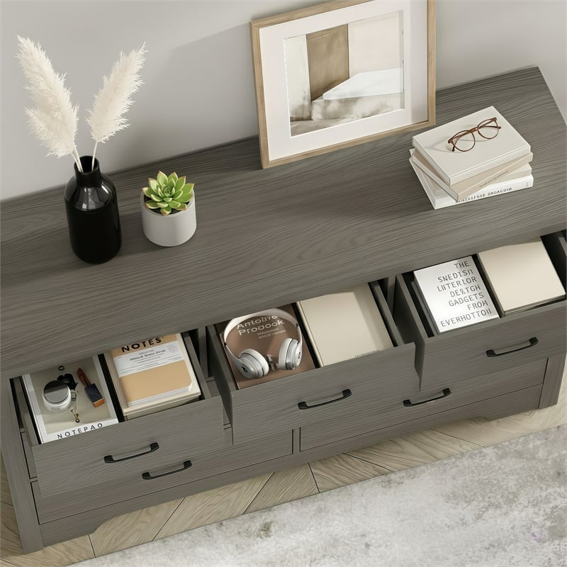 Modern 7-Drawer Dresser with Anti-Tipping Device & Storage Organizer  - Gray