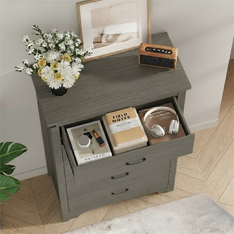 Modern 5-Drawer Dresser with Anti-Tipping Device & Storage Organizer  - Gray