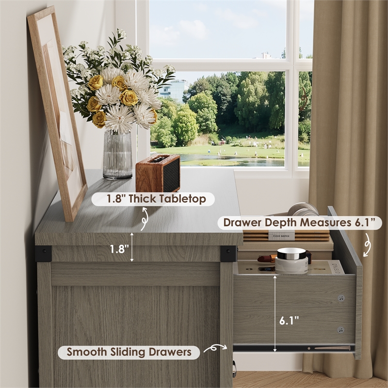 Modern 5-Drawer Dresser with Anti-Tipping Device & Storage Organizer  - Gray