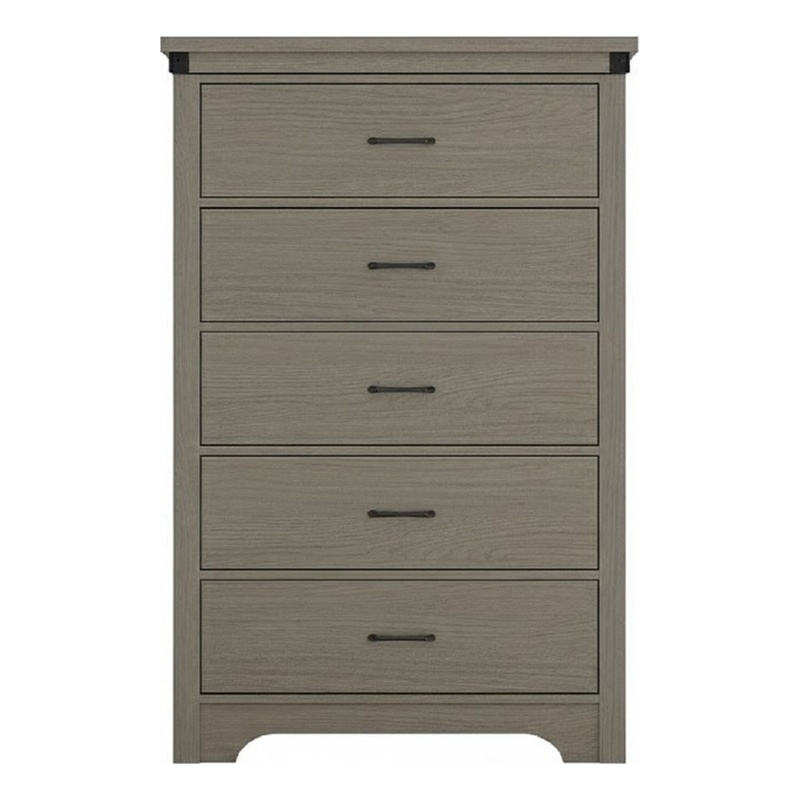 Modern 5-Drawer Dresser with Anti-Tipping Device & Storage Organizer  - Gray