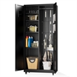 Heavy-Duty Metal Storage Cabinet with Lock & Rolling Tool - Black