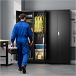 Heavy-Duty Metal Storage Cabinet with Lock & Rolling Tool - Black